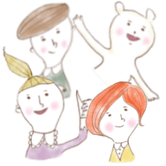 Watercolor character stickers.