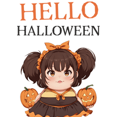 Cute chubby girl celebrates Halloween