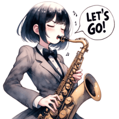 Jazz brass band Girl playing saxophone2