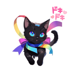 虹色リボンの黒猫ラビンちゃん