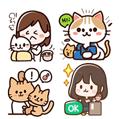 Cute Boy Girl Cat Common conversations 5