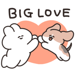 A sticker of dog and rabbit 2