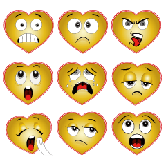 Heart stickers. convey different moods