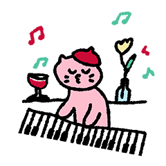 The pink pianist cat