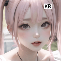 KR cute pink dress girl  A