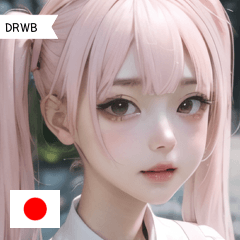 JP girl with pink pigtails DRWB