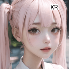 KR girl with pink pigtails  A