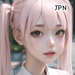 JPN girl with pink pigtails