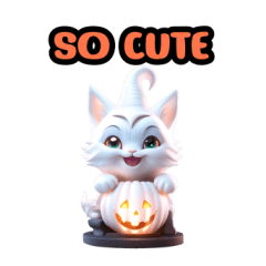 Ghost White cat  witch Halloween