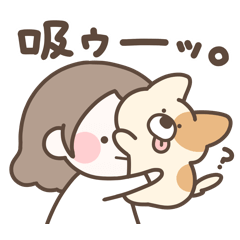 marui sticker(onnanoko&dog)