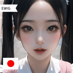 JP cute black pigtail girl EWIG