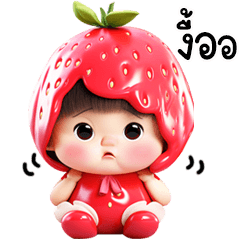 Strawberry cute girl Big sticker