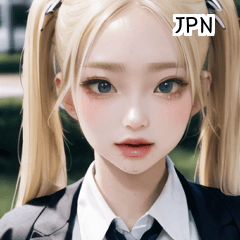 JPN blonde ponytail student