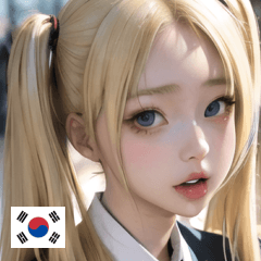 KR blonde school uniform beauty