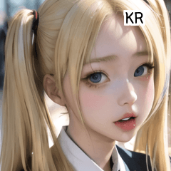 KR blonde school uniform beauty  A