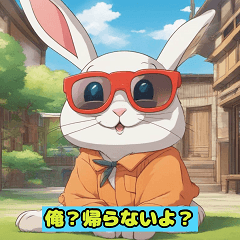 Cute rabbits wearing sunglasses