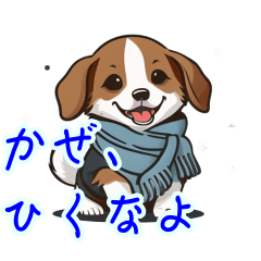 Cute dogs dressed in winter clothes
