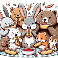 Hotdog Feast with Animals!