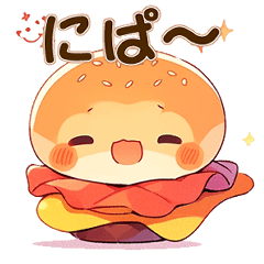 Cute hamburger character sticker