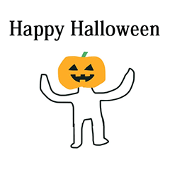 ハロウィン　かぼちゃ人間　落書き　英語