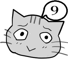 A speech bubble cat that says a word 9