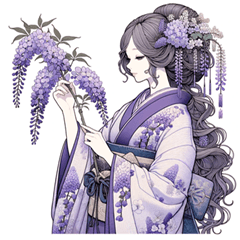 Wisteria Flower * Woman in Kimono