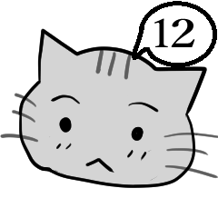 A speech bubble cat that says a word 12