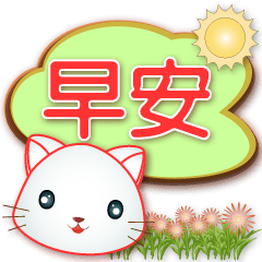 Cute White Cat- Useful Speech balloon