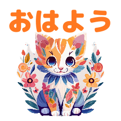 cute flower cat sticker