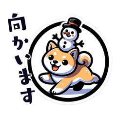 Cute Shiba Inu and Snowman Stickers