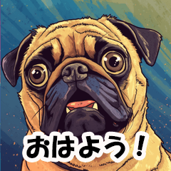 (Japanese): Cute Pug Greetings