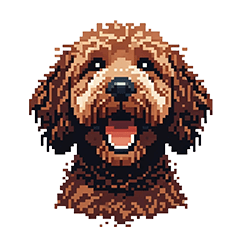 Pixel Art Labradoodle Dog