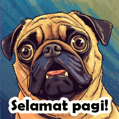 (Indonesian): Cute Pug Greetings