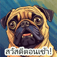 (Thai): Cute Pug Greetings