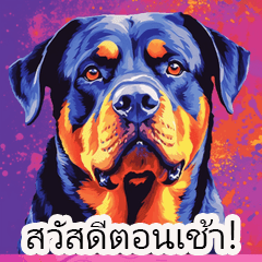 Cute Rottweiler Greetings (Thai)2