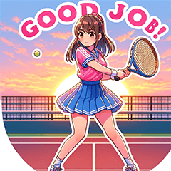 귀여운 테니스 소녀 스티커