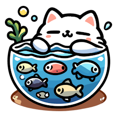 Kawaii-Neko ingin bermain dengan ikan