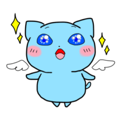 Flying blue cat sticker