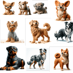 犬（粘土細工）色々な犬種