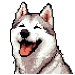 pixel art Siberian Husky dog Silver