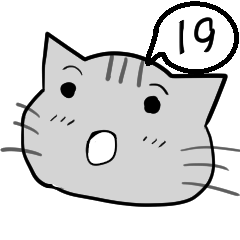 A speech bubble cat that says a word 19