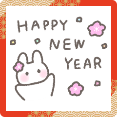 Handwritten rabbit new year sticker