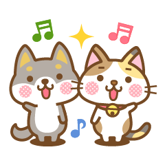 Shiba Dogs & Calico Cat Simple Sticker
