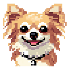 Pixel Art Chihuahua Long Coat Dog