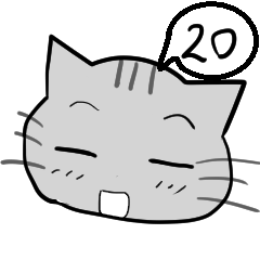 A speech bubble cat that says a word 20