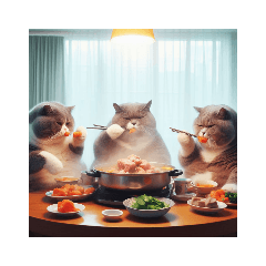 モグモグ食いしん坊な猫 ☆冬はお鍋の季節