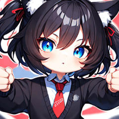 黒髪ネコミミ娘スタンプ