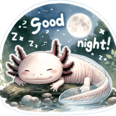 Whimsical Axolotl Watercolor Stamps