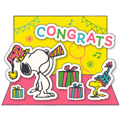 Snoopy สติกเกอร์ป๊อปอัพคำอวยพรในฤดูหนาว