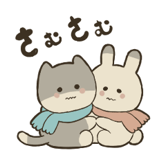 a cold cat and a rabbit